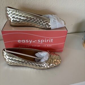Easy Spirit SE DAYANNA3 Women's Gold Woven Comfort Lightweight Flats Size 6.5 M